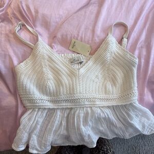 Hollister Cream Crochet Peplum Camisole